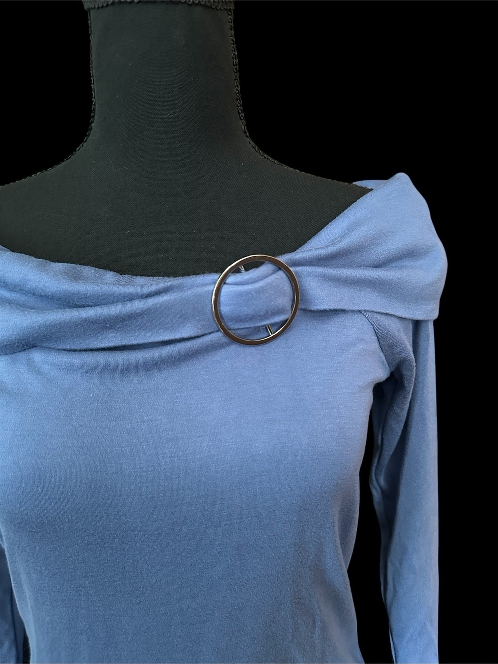 WHBM Blue off shoulder blouse women’s size Small - Picture 2 of 7